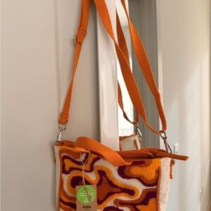 Stylish Orange and Red Patterned Crossbody Bag